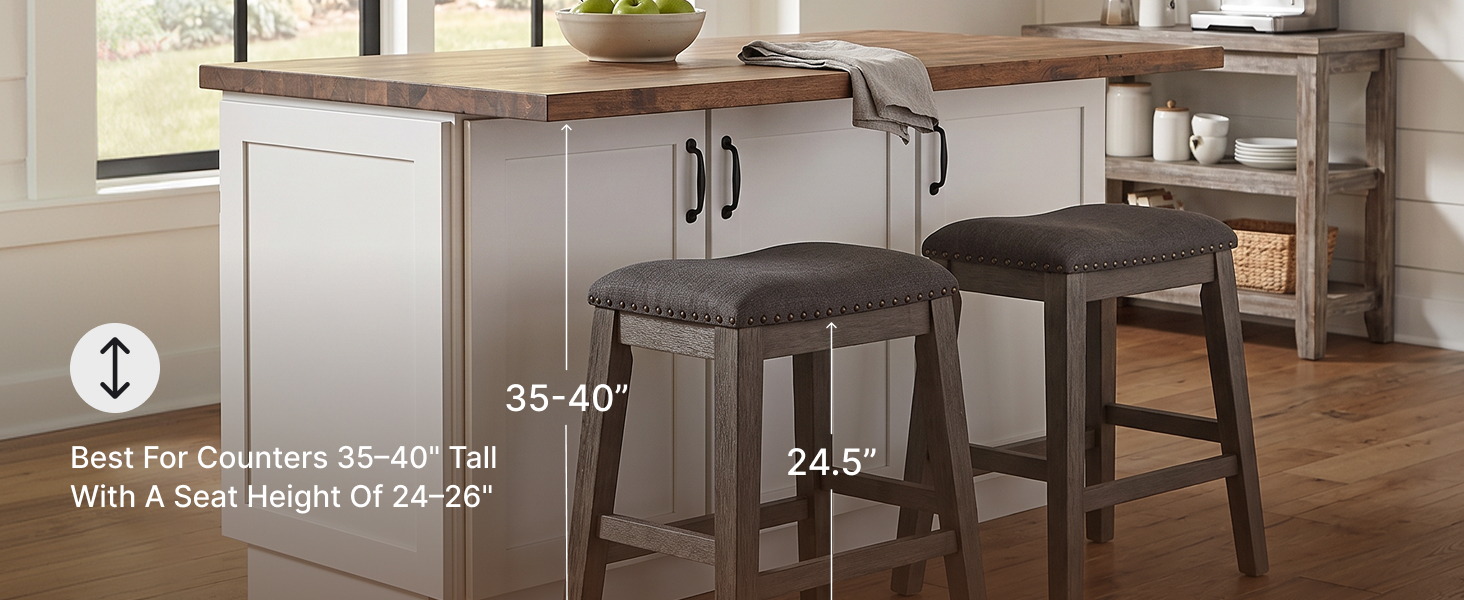 Clear walkway view showing space-saving casual pub style seating neatly stored under a counter