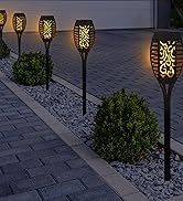 Alpine Corporation QMC250SLR-6 Powered LED Torch Stakes Solar Pathway Light, Black