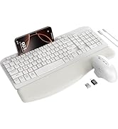 SABLUTE Wireless Keyboard and Mouse Combo, Ergonomic Wave Keys, Cushioned Palm Rest, Rechargeable...