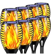 TomCare 8 Pack Outdoor Solar Lights Flickering Flames Torch Decorative Garden Lights Solar Powere...