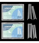 480PCS XL Long Clear Nail Tips, 240PCS Coffin Nails Tips with 240PCS NO C Curve Square Nail Tips ...