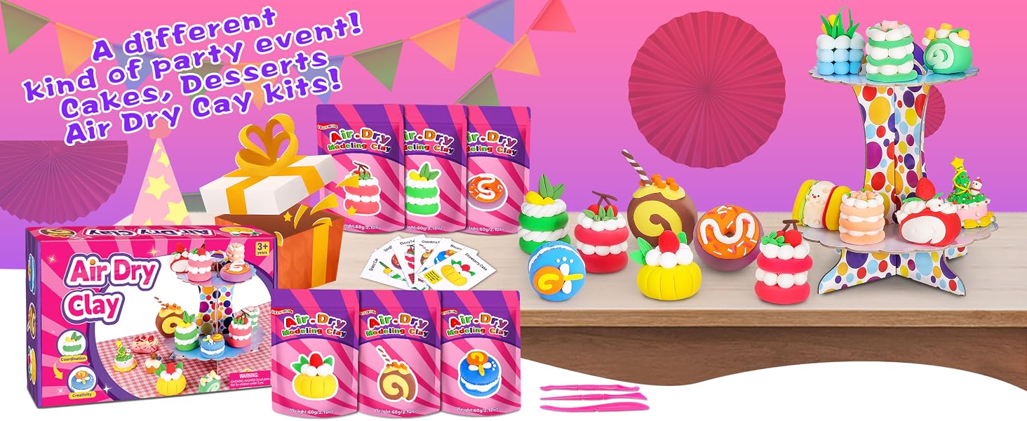 A different kind of party event! Cakes, Desserts Air Dry Cay kits!