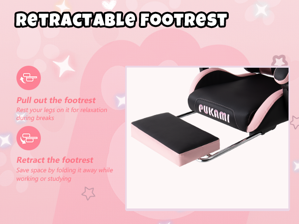 Gaming Chair with Cat Ears and Cat Paw Lumbar Cushion, Cute Ergonomic Gaming Computer Desk Chair