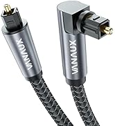 VANAUX 90 Degree Optical Audio Cable, 3.2ft S/PDIF TOSLINK Fiber Digital Cord, 360 Degree Rotatab...