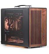darkFlash Portable Micro-ATX PC Case with Handle, 1 ARGB PWM Fans, with Walnut Wood, Type-C, Supp...
