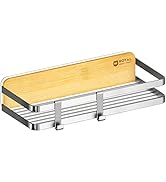 ROYAL CRAFT WOOD Bamboo and Stainless Steel Shower Caddy: Rustproof, Adhesive, No-Drill Installat...