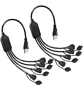 [2PACK] 1.5FT 4 Way Power Extension Cord Splitter - 1 to 4 Outlet Splitter Short Power Cable, Bla...