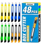 TIFICAL 48 Pack 9mm Box Cutter Retractable Utility Knife, Razor Knife for Cartons, Box Opener, Di...