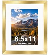 QOTIB 8.5x11 Picture Frame with 6x8 Mat, Display 6x8 with Mat or 8.5x11 Without, Wood 8.5 by 11 P...