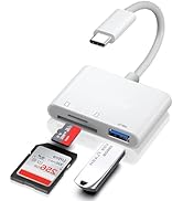 USB C SD TF Memory Card Reader, 3-in-1 Type C Camera Adapter Compatible with iPad, iPhone 15, Mac...