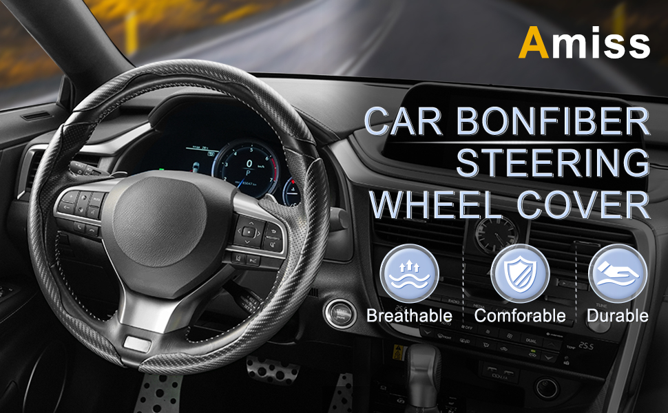 Car Carbon Steering Wheel Cover-Black