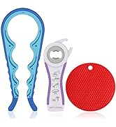 Jar Opener- Pad Rubber Jar Can Lid Opener, 5 in 1 Multi Function Can Opener Bottle Opener Kit wit...