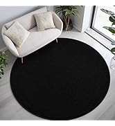 FALARK Black Round Area Rugs for Living Room Bedroom, 4x4 Feet Ultra Soft Memory Foam Modern Indo...
