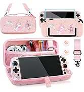 PAWDIARY Pink Switch 2 Carrying Travel Bag of Unicorn, with Cute Protective Case Hard PC Cover fo...