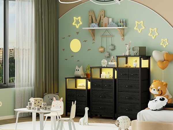 LED Nightstand with Charging Station