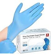 Schneider Vinyl Synthetic Exam Gloves, Blue, 4mil, Gloves Disposable Latex-Free, Medical Gloves, ...