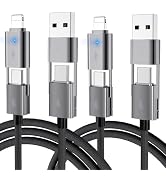 4 in 1 USB C Cable, 2Pack [Upgraded] Multi Fast Charging Cable Dual C to C Cable PD 65W 27W, [6FT...