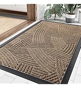 Smiry Front Door Mat Indoor Outdoor Entrance, Heavy Duty Natural Rubber Mat, Sturdy Trap Dirt and...