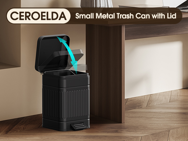 ceroelda small metal trash can with lid