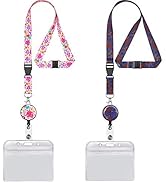 YOUOWO 2 Pack Lanyard with id Badges Holder and Badge Reel Retractable Horizontal ID Holder Cruis...