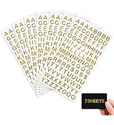 Aixoom 7 Sheets Gold Letter Stickers Small Gold Alphabet Self Adhesive Glitter Graduation Cap Sti...