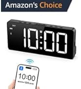 AMIR Alarm Clocks for Bedrooms - Bluetooth Sync Time Alarm Clock, Digital Clock Large Display wit...