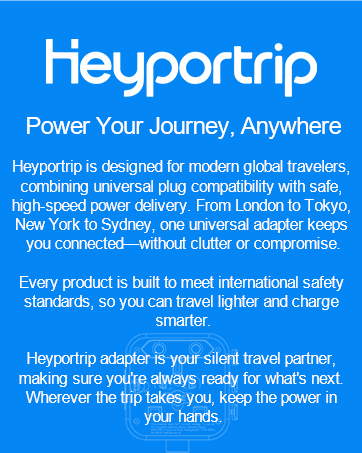 Heyportrip is designed for modern global travelers,combining universal plug compatibility with safe