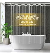 ZEMAHOME Short Size PEVA Plastic Shower Curtain Liner Premium Light Weight 72" x 66" Clear Bathro...