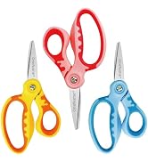 OneName Lefty Kids Scissors,Left Handed Scissors for Kids,Pointed Tip Blade Soft Comfort-Grip Han...