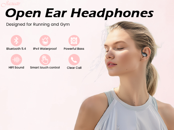 Open Ear Earbuds wireless bluetooth Headphones 5.4 Sports with Smart Digital Display