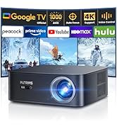[1000 ANSI/Google TV]Smart Projector with WiFi 6 and Bluetooth, Netflix-Licensed 4K Support, Outd...