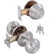 GITRANG All Keyed Identical Deadbolt Door knob Single Cylinder Deadbolt Lock Combo Set,