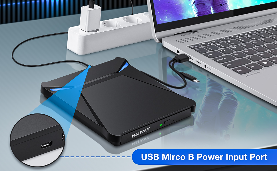 External DVD Drive with USB Ports TF SD Card Slots