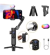 AOCHUAN 3-Axis Gimbal, Gimbal Stabilizer for Smartphone w/RGB Magnetic Fill Light Phone Gimbal fo...
