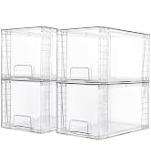 Vtopmart 4 Pack Large Stackable Storage Drawers,Easily Assemble Acrylic Bathroom Closet Undersink...