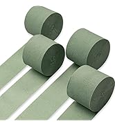 PartyWoo Crepe Paper Streamers 4 Rolls 328ft, Pack of Sage Green Crepe Paper for Party Decoration...