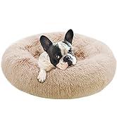 Eterish 23 inches Fluffy Round Calming Dog Bed Plush Faux Fur, Anxiety Donut Dog Bed for Small Do...
