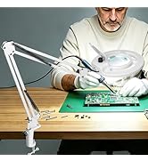 KIRKAS 12X&amp;30X Magnifying Glass with Light,2,200 Lumens LED Magnifying Lamp with Clamp, Stepless ...
