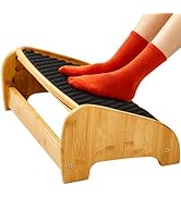 HUANUO Bamboo Foot Rest for Under Desk at Work, Ergonomic Foot Rest with 4 Height Settings, Pebbl...