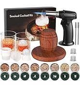 Whiskey Smoker Kit with Torch - 8 Flavors Wood Chips, 2 Glasses, 2 Ice Ball Molds - Cocktail Smok...