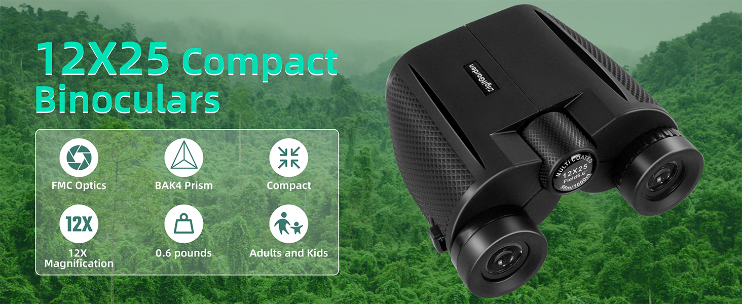 12x25 HD Binoculars for Adults and Kids