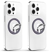 [2 Pack] PROfezzion Metal Ring Holder for Mag Safe, Magnetic Phone Grip Stand with Double-Sided M...