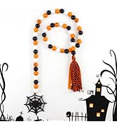 Oeyliz Halloween Tray Decor Wooden Bead Garland with Tassel Farmhouse Beads Garlands Halloween Ti...