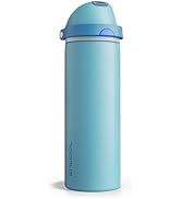Insulated Water Bottle with Straw - Encool Stainless Steel Water Bottle with Push Button Lid, Lea...
