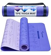 Instructional Yoga Mats with 150 Fade-proof Poses Printed on It - 24" Wide x 72" Long Double-Side...