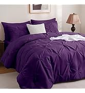 DOWNCOOL 7 Pieces Bed in A Bag Queen, Pinch Pleat Bed Set,All...