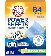 ARM &amp; HAMMER Power Sheets Laundry Detergent Plus OxiClean Stain Fighters, 6in1, Sparkling Fresh S...