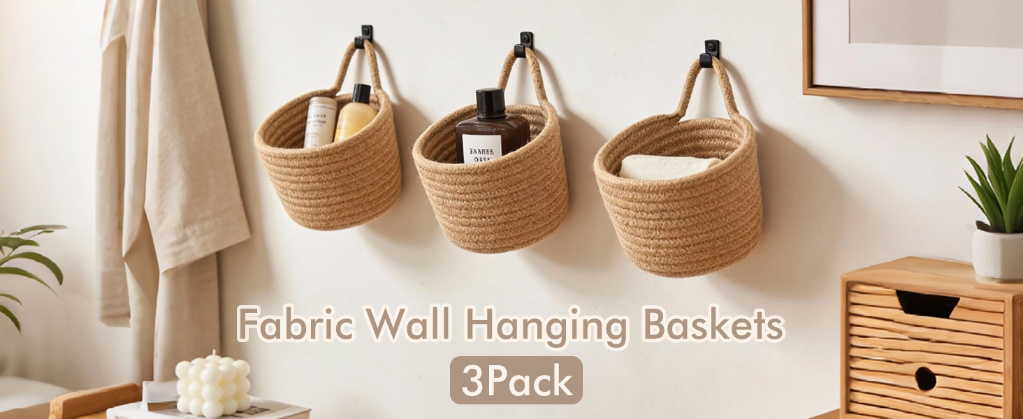Fabric Wall Hanging Baskets Woven Pouchs Boho Style Wall Mounted Bag