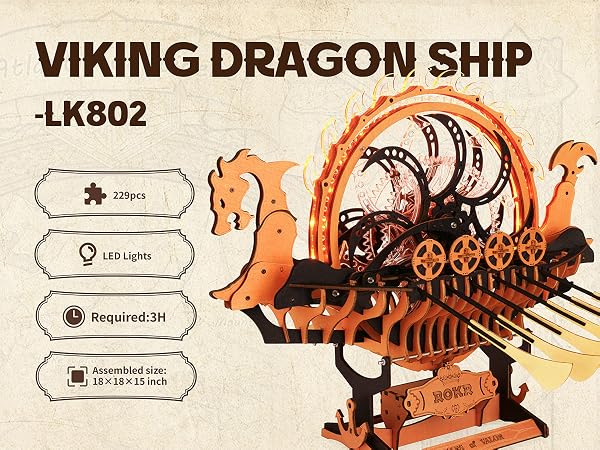 okr 3d wooden town wood 3d puzzles for adults model viking dragon ships stem craft kits for adults