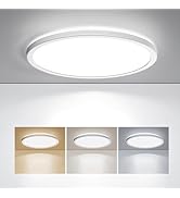BLNAN LED Flush Mount Ceiling Light, 12 Inch 24W 3000K/4000K/5000K Hardwire Light Fixture, Ultra ...